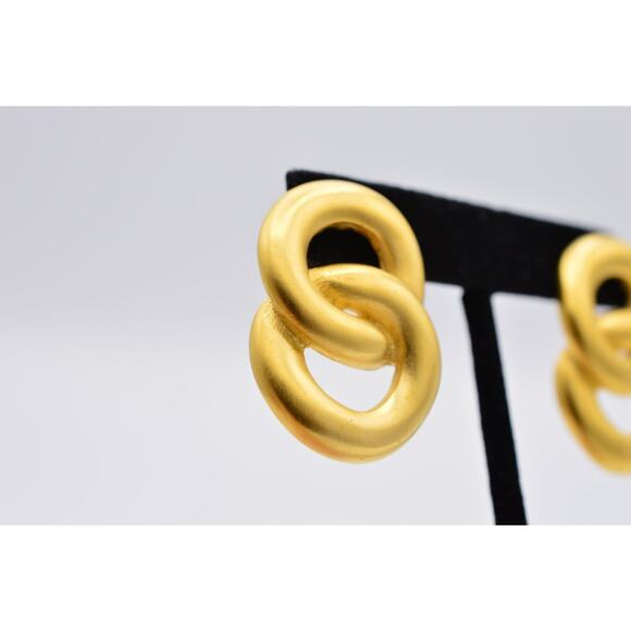 Givenchy Vintage Earrings Brushed Gold Linked Statement Runway Signed 1980s BinZ - Picture 7 of 10